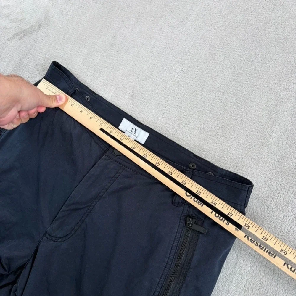 Armani Exchange Performance‎ Cinch Waist Pants Men 34L Zip Pockets Baggy Grunge